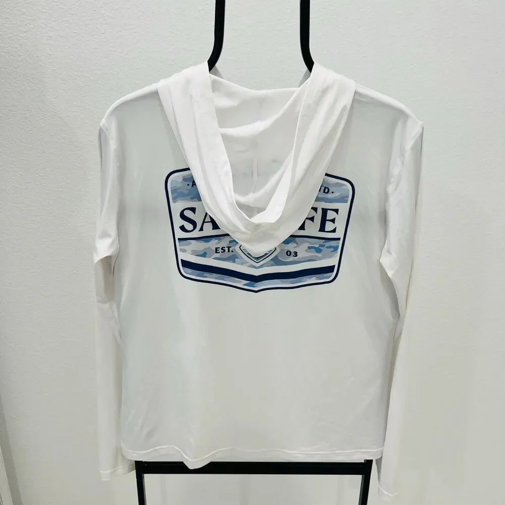 Salt Life Performance Hoodie Shirt Men Large L White Long Sleeve Sun Fishing UPF